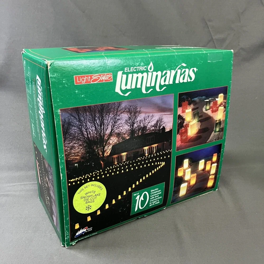 Electric Luminarias 10 Piece Kit String Light White Bag Style /Christmas Wedding